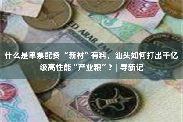 什么是单票配资 “新材”有料，汕头如何打出千亿级高性能“产业粮”？| 寻新记