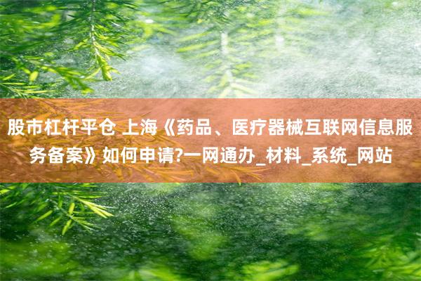 股市杠杆平仓 上海《药品、医疗器械互联网信息服务备案》如何申请?一网通办_材料_系统_网站