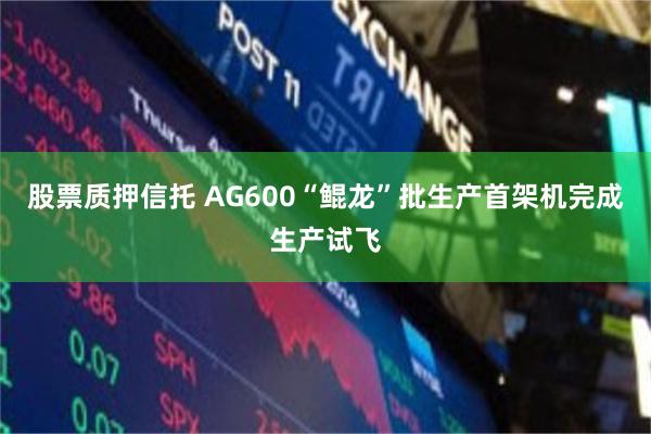 股票质押信托 AG600“鲲龙”批生产首架机完成生产试飞