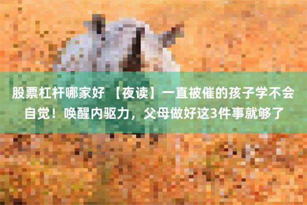 股票杠杆哪家好 【夜读】一直被催的孩子学不会自觉！唤醒内驱力，父母做好这3件事就够了