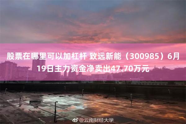 股票在哪里可以加杠杆 致远新能（300985）6月19日主力资金净卖出47.70万元