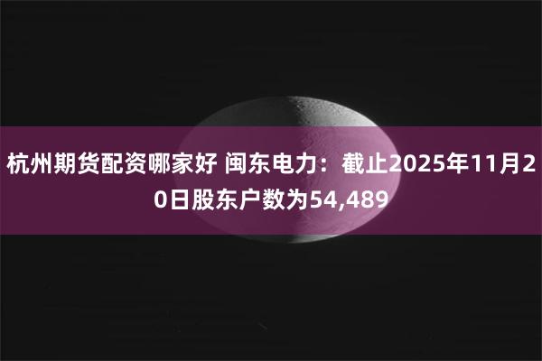 杭州期货配资哪家好 闽东电力：截止2025年11月20日股东户数为54,489