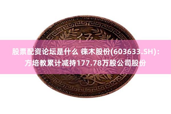 股票配资论坛是什么 徕木股份(603633.SH)：方培教累计减持177.78万股公司股份