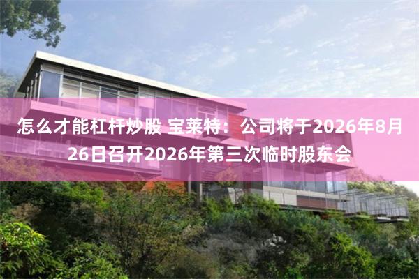 怎么才能杠杆炒股 宝莱特：公司将于2026年8月26日召开2026年第三次临时股东会