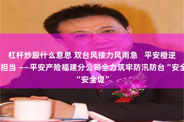 杠杆炒股什么意思 双台风接力风雨急   平安橙逆行践担当 ——平安产险福建分公司全力筑牢防汛防台“安全堤”